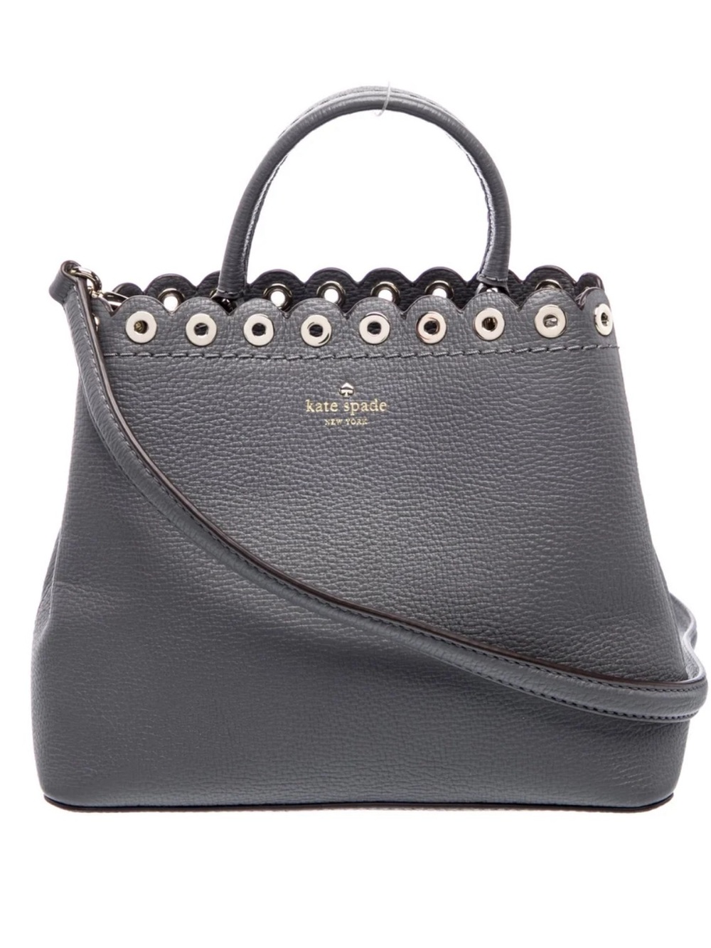 kate spade Gray Scalloped Eyelet Leather Satchel